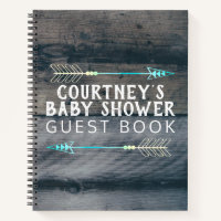 Tribal Arrow Baby Shower Guest Book Rustic Wood