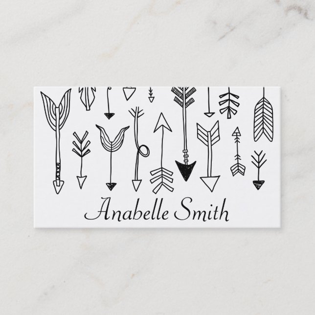 Tribal Arrow Bohemian Hand Drawn Art Business Card (Front)