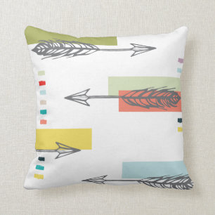 Tribal Arrow Geometric Modern Art Colourful Throw Pillow