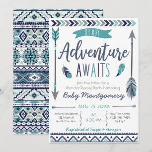 Tribal Arrows Adventure Boy Baby Shower Invitation