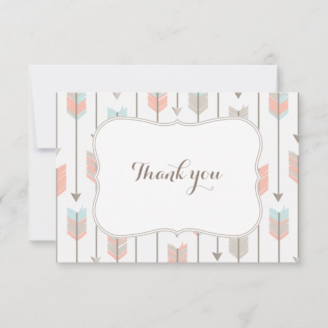 Tribal Arrows Baby Shower Flat Thank You Card (Front)