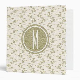 Tribal Arrows Gold Glitter Monogram Binder