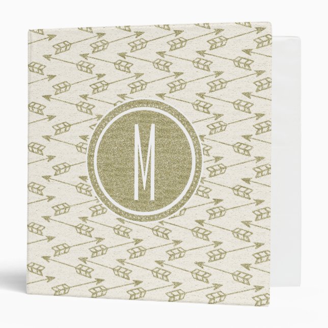 Tribal Arrows | Gold Glitter Monogram Binder (Front/Inside)