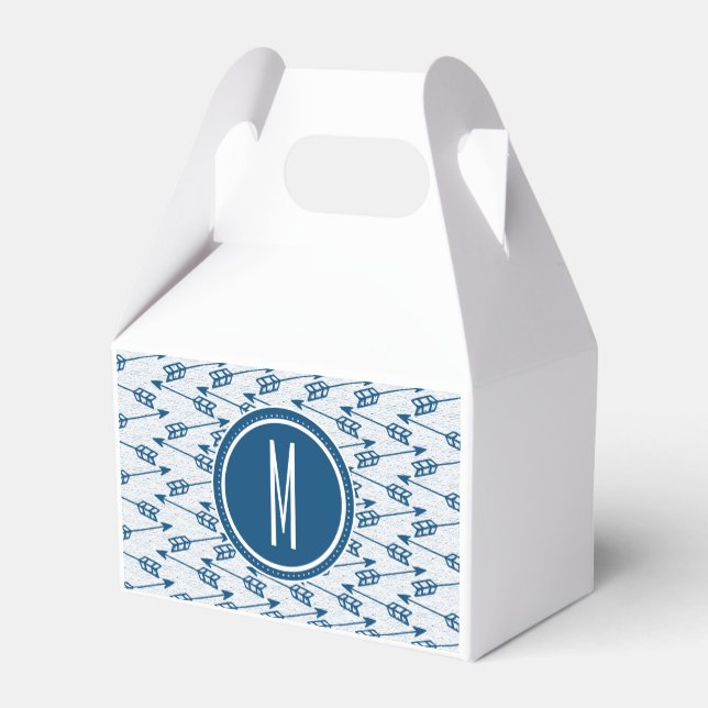 Tribal Arrows | Navy Monogram Favor Box (Back Side)