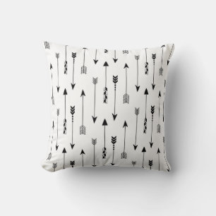 Tribal arrows on white background. Seamless patter Throw Pillow