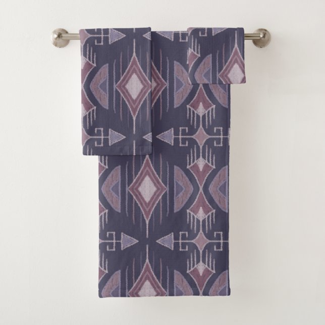 Tribal Arrows, Plum, Dusty Rose, Mauve, Blush Pink Bath Towel Set (Insitu)