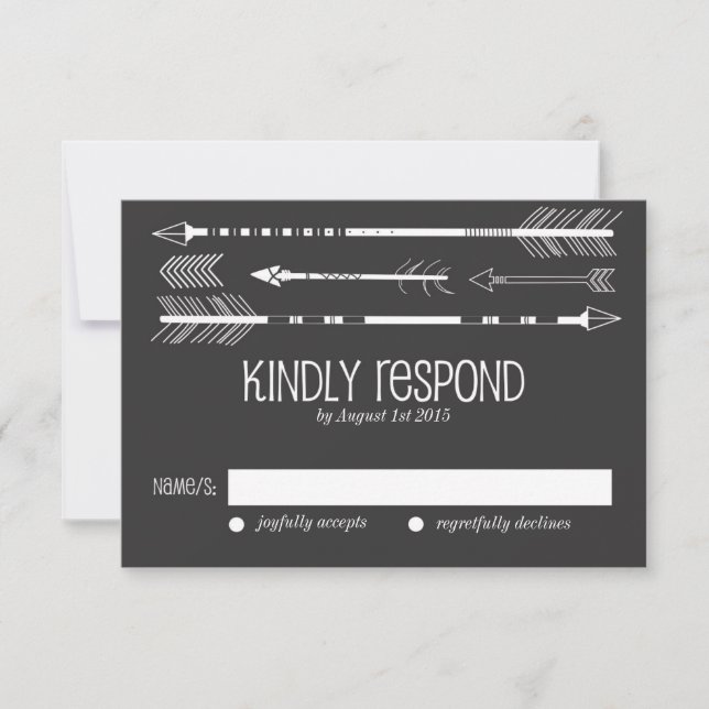Tribal Arrows RSVP Card | Grey (Front)