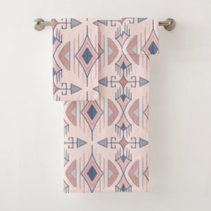 Tribal Arrows, Slate Blue, Blush Pink, Terracotta Bath Towel Set