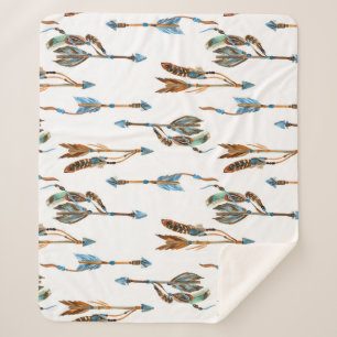 Tribal arrows: watercolor vintage illustration. sherpa blanket