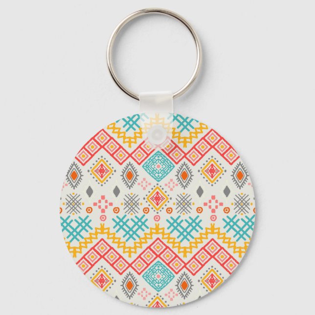Tribal art: boho geometric print. keychain (Front)
