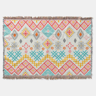 Tribal art: boho geometric print. throw blanket