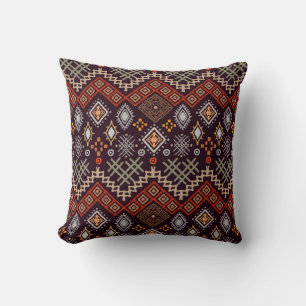 Tribal Art Boho Geometric Print Throw Pillow