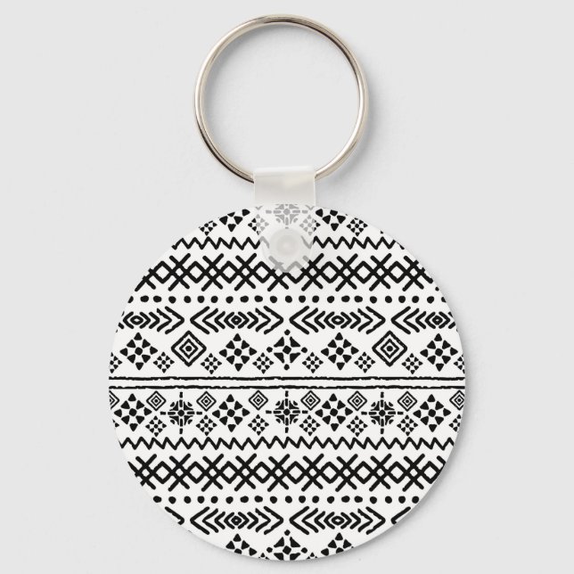 Tribal art boho: geometric seamless. keychain (Front)