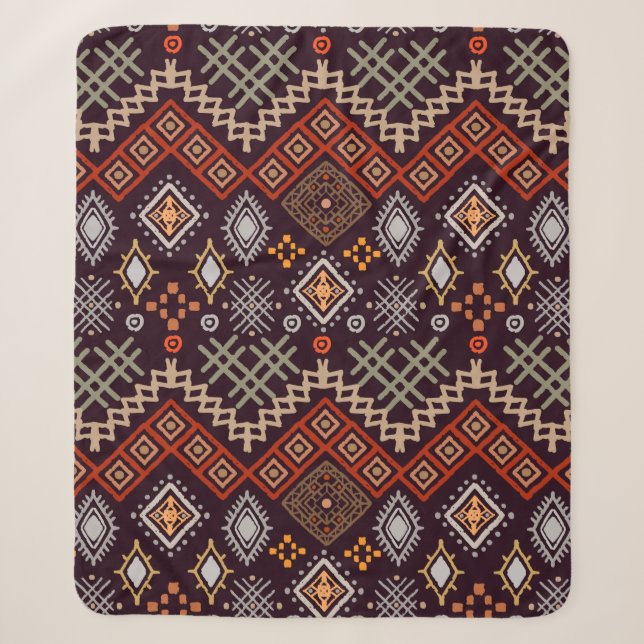 Tribal art boho seamless pattern sherpa blanket (Front)