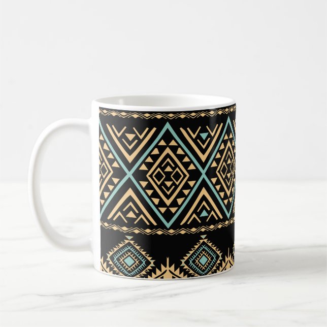 Tribal art, ethnic geometric, colourful pattern. coffee mug (Left)