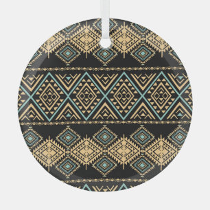 Tribal art, ethnic geometric, colourful pattern. glass ornament