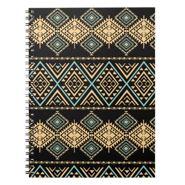 Tribal art, ethnic geometric, colourful pattern. notebook (Front)