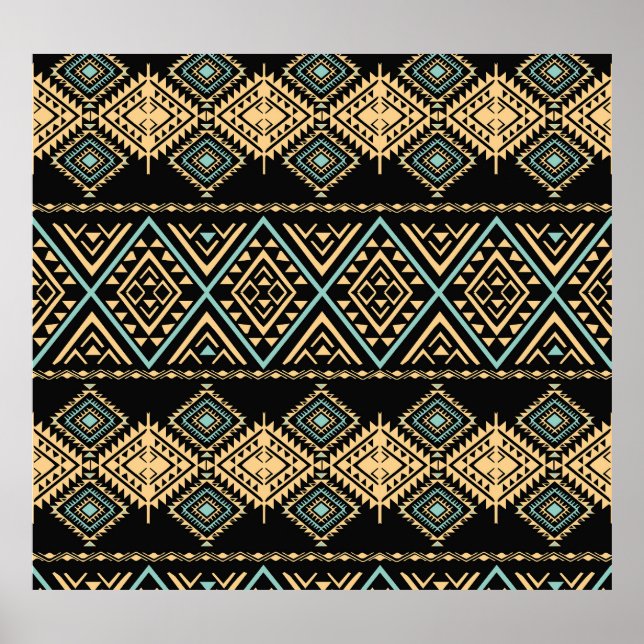 Tribal art, ethnic geometric, colourful pattern. poster (Front)