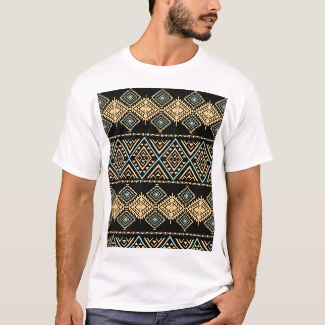 Tribal art, ethnic geometric, colourful pattern. T-Shirt (Front)
