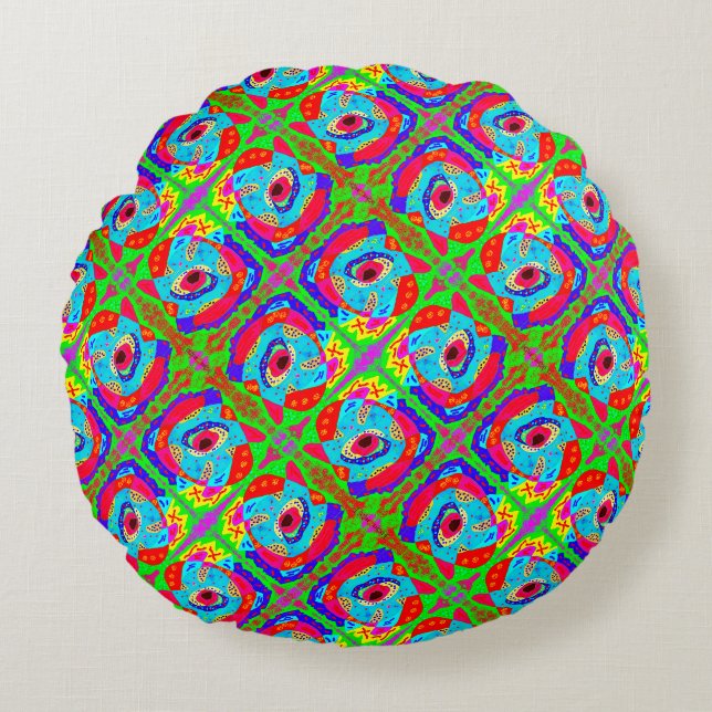 Tribal art inspired design Aboriginal       Round Pillow (Front)