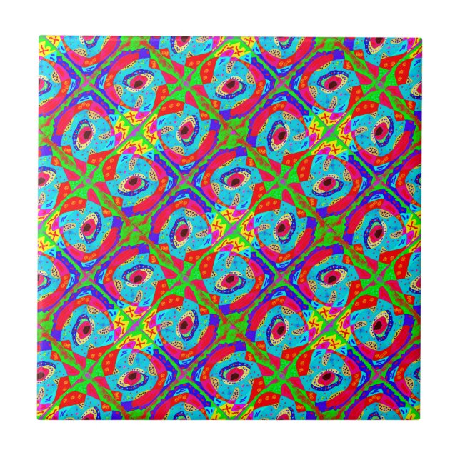 Tribal art inspired design Aboriginal             Tile (Front)