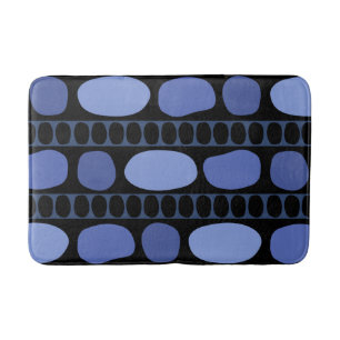 Tribal Art Rock Pattern Black Blue Bath Mat