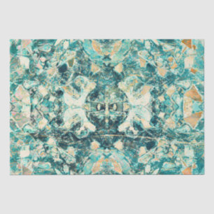 Tribal Art Vintage Teal Green Texture Design Tissue Paper
