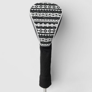 Tribal Aztec Black Glitter White Geometric Shapes Golf Head Cover