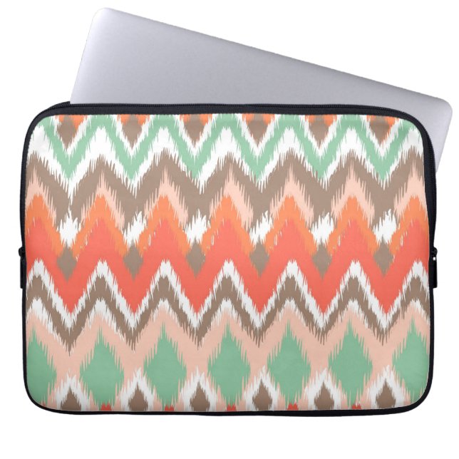 Tribal aztec chevron zig zag ikat chic pattern laptop sleeve (Front)