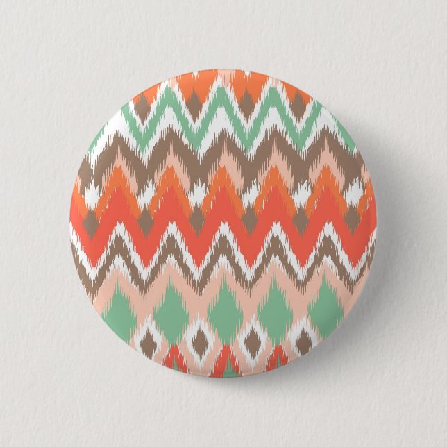 Tribal aztec chevron zig zag stripes chic pattern 2 inch round button (Front)