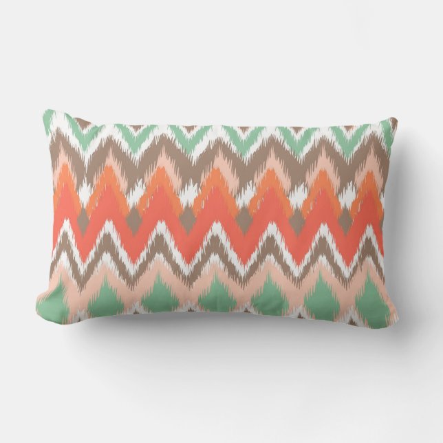 Tribal aztec chevron zig zag stripes ikat pattern lumbar pillow (Front)