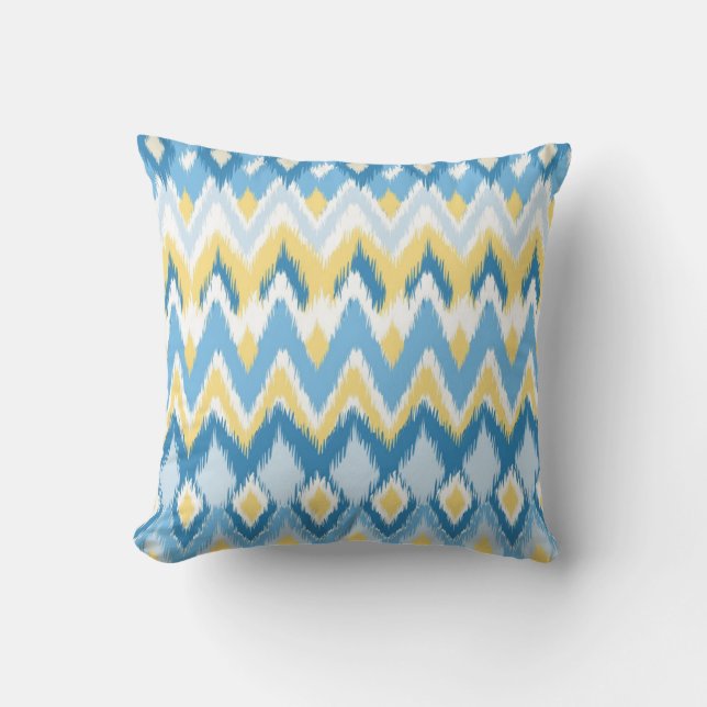 Tribal aztec chevron zig zag stripes ikat pattern throw pillow (Front)