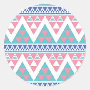 Tribal aztec colourful pattern classic round sticker