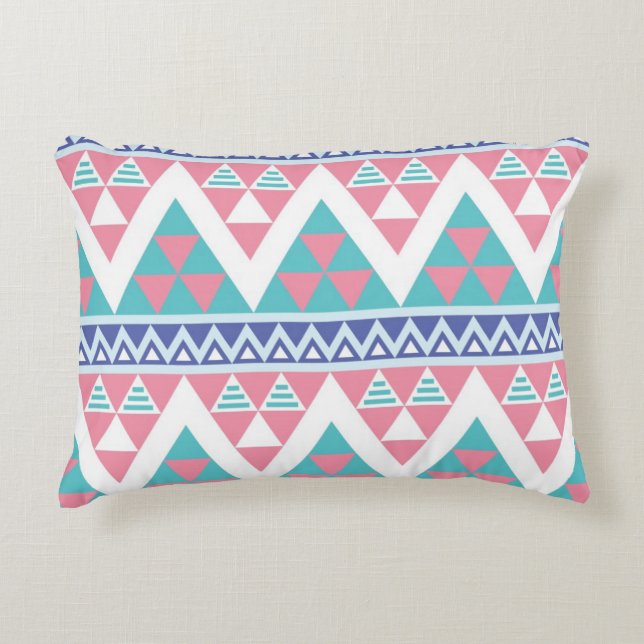 Tribal aztec colourful pattern decorative pillow (Front)