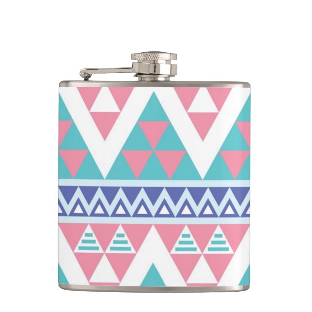 Tribal aztec colourful pattern hip flask (Front)