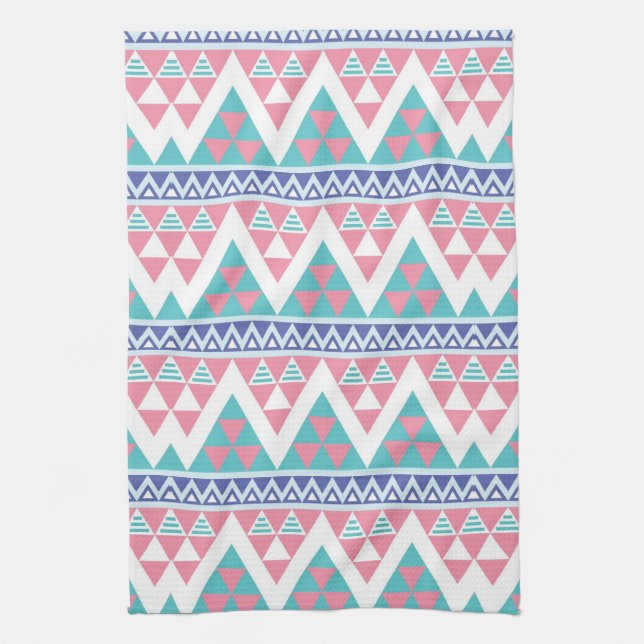 Tribal aztec colourful pattern kitchen towel (Vertical)