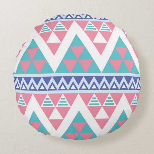Tribal aztec colourful pattern round pillow (Front)