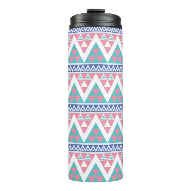 Tribal aztec colourful pattern thermal tumbler (Front)