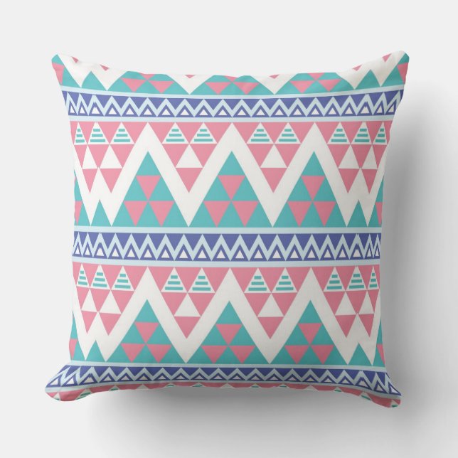 Tribal aztec colourful pattern throw pillow (Front)