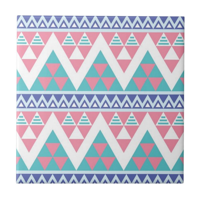 Tribal aztec colourful pattern tile (Front)