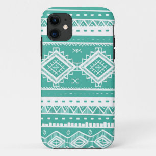 Tribal Aztec Lace Pattern (aquamarine) iPhone 11 Case