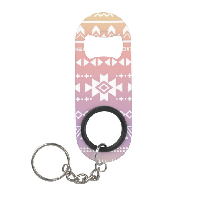 Tribal aztec ombre pattern mini bottle opener (Front)