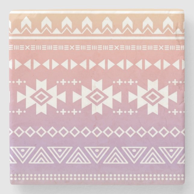 Tribal aztec ombre pattern stone coaster (Front)