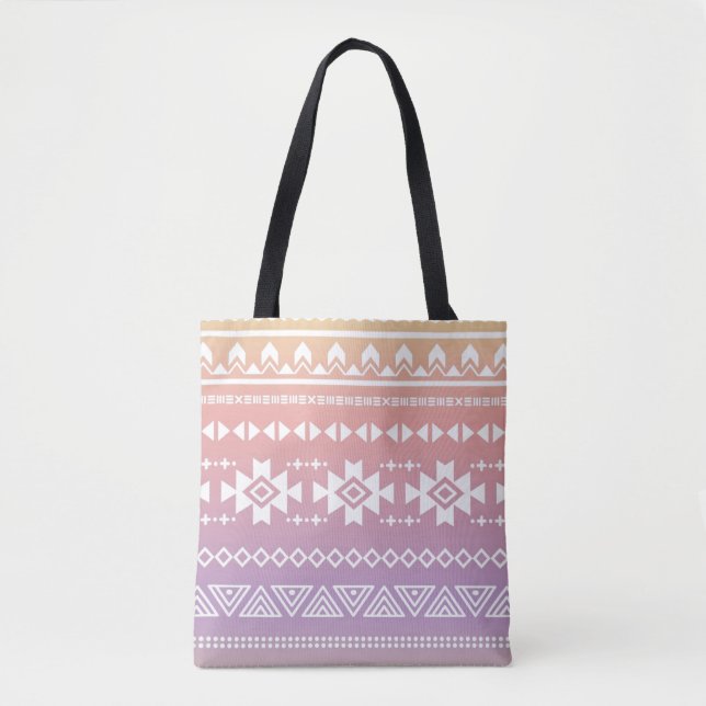 Tribal aztec ombre pattern tote bag (Front)