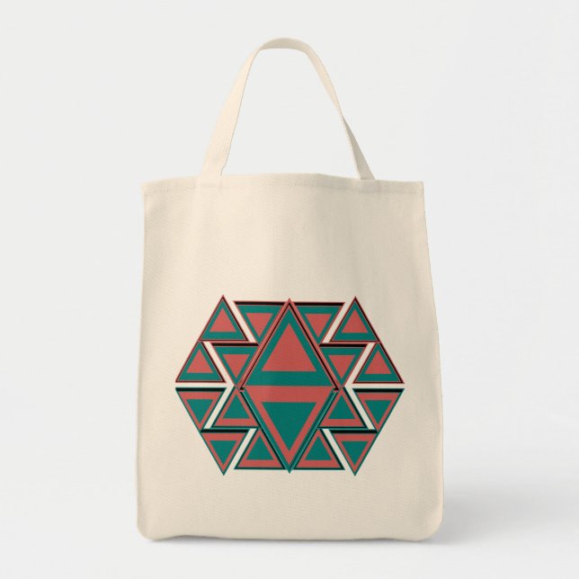 Tribal Aztec Pattern Cotton Grocery Tote Bag (Front)