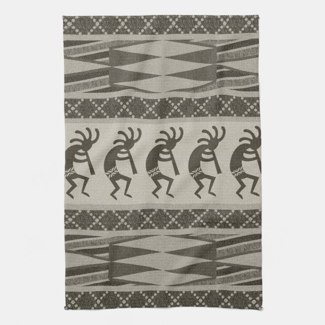 Tribal Aztec Pattern Kokopelli Southwest Kitchen Towel (Vertical)