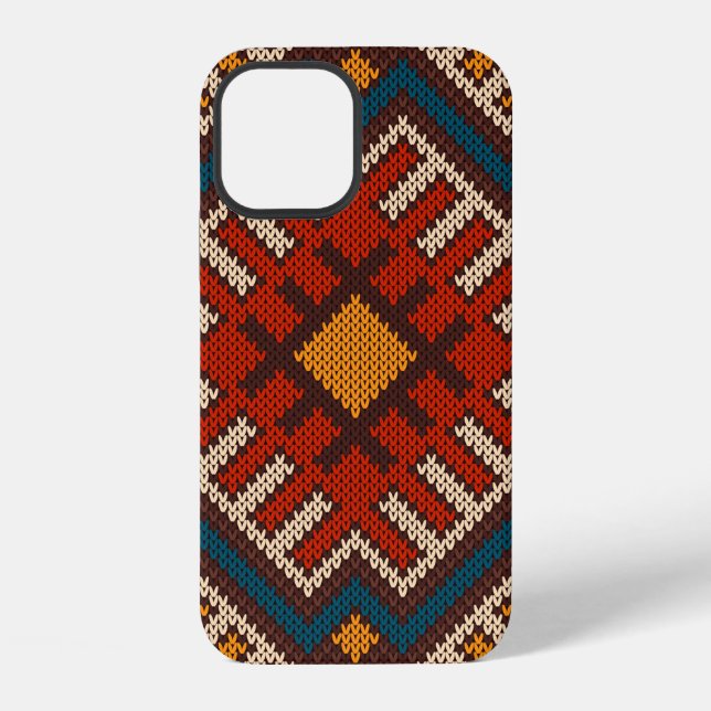 Tribal Aztec seamless pattern on the wool knitted  iPhone Case (Back)