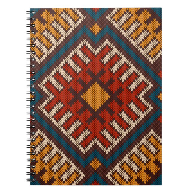 Tribal Aztec seamless pattern on the wool knitted  Notebook (Front)