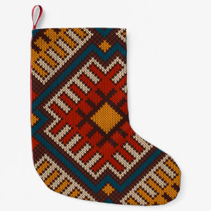 Tribal Aztec seamless pattern on the wool knitted Small Christmas Stocking