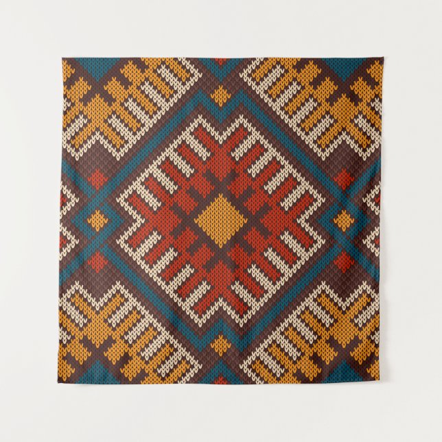 Tribal Aztec seamless pattern on the wool knitted  Tapestry (Front)